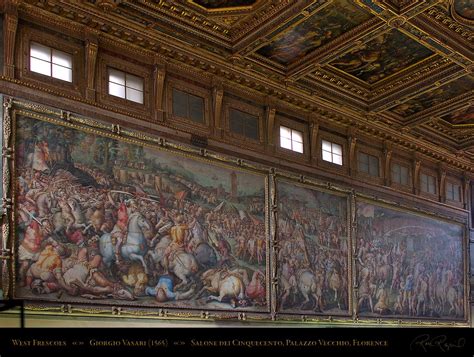 Florence Palazzo Vecchio Salone Dei Cinquecento Vasari West Frescoes