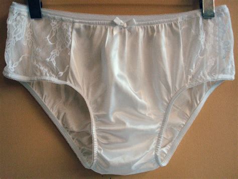 White Adult Sissy Tricot And Lace Side Panel Panties For Men W