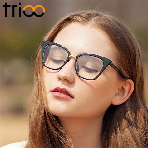 Trioo New Black Cat Eye Women Eyeglasses Clear Lens Spectacle Frame