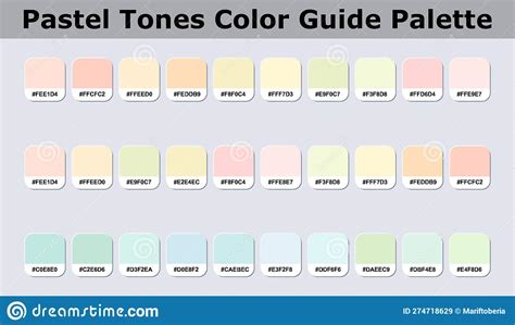 Pastel Tones Color Palette Catalog Sample With Rgb Hex Codes Vector