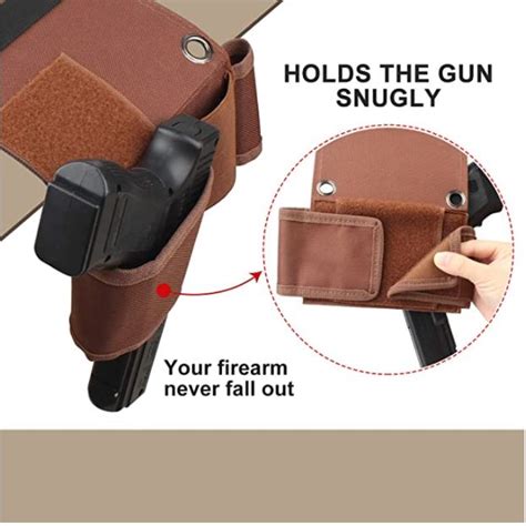 Brown Bedside Gun Holster Adjustable Under The Mattress Pistol Holder