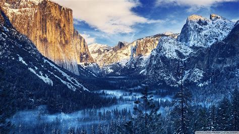 Wallpaper Landscape Mountains Nature Snow Winter Yosemite