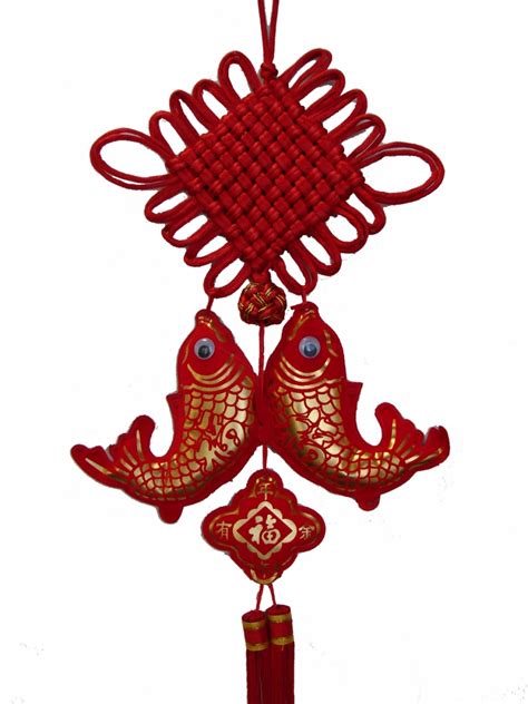 A whole fish also represents a harmonious. New Year Charm - Double Fish with Mystic Knot for Chinese ...