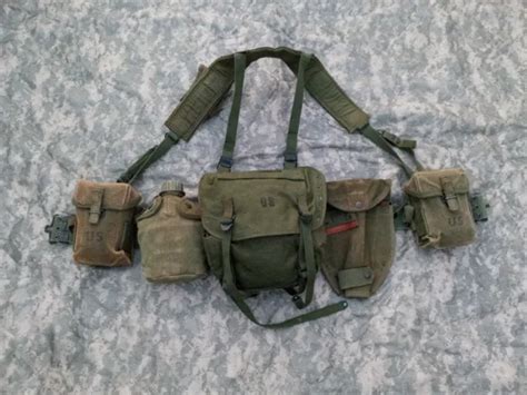 Us Army Vietnam War M1956 Web Gear Set Canteen Ammo Pouch Butt Pack