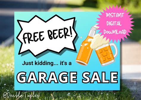 Funny Garage Sale Printable Sign Diy Yard Sale Digital Etsy