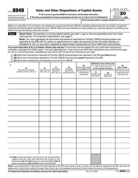 Irs Form 8949 Fillable Printable Forms Free Online