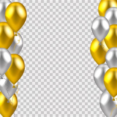 Premium Vector Of Realistic Gold And Silver Balloons
