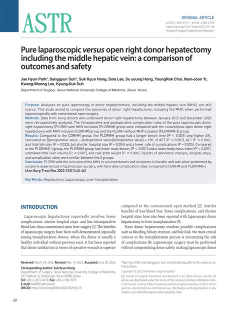 Pdf Pure Laparoscopic Versus Open Right Donor Hepatectomy Including