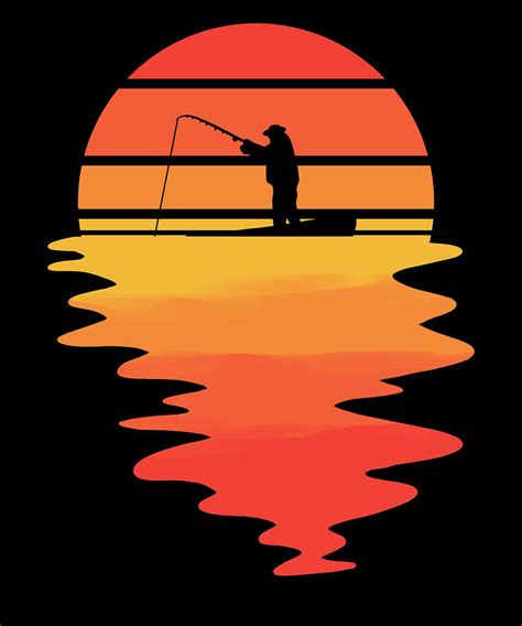 Retro Sunset Fishing Fisherman Dad Vintage Sunrise Painting By Amango