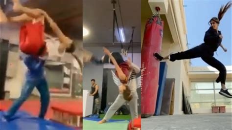 Tiger Shroff S Girlfriend Disha Patani Doing Stunts Like Tiger Youtube