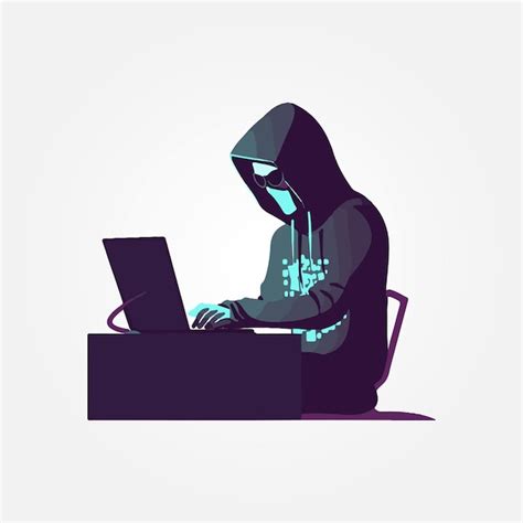 Hacker usando laptop para ilustração vetorial ruim Vetor Premium