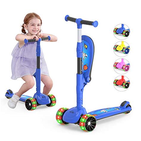 3 Wheeled Scooter For Kids Pu Wheel With Led Lights Adjustable Lean