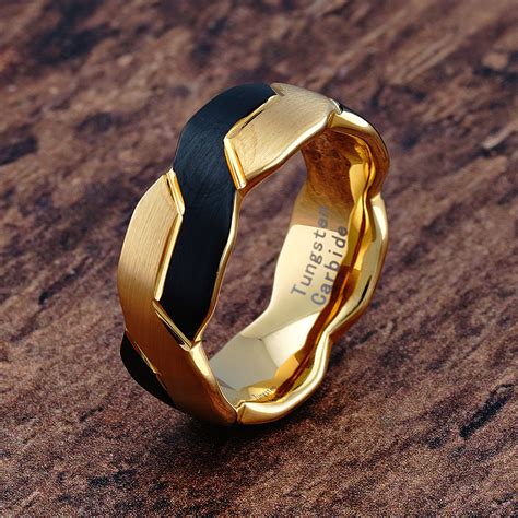 Black Gold Infinity Knot Design Tungsten Rings For Men Wedding Band