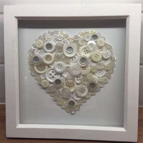 White Button Heart In White Box Frame Picture Can Be Etsy White Box