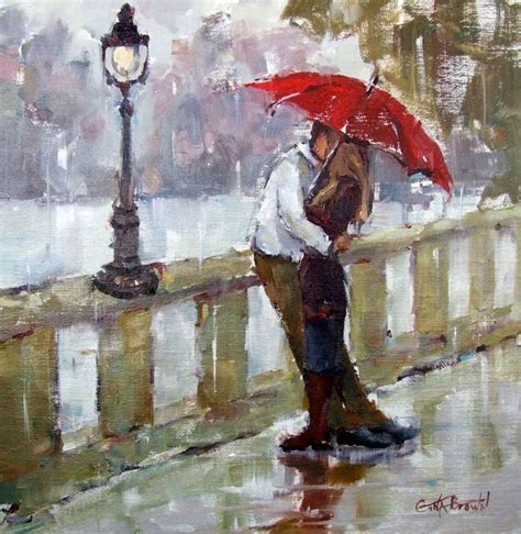 Kiss Rain Painting Umbrella Art Rain Art