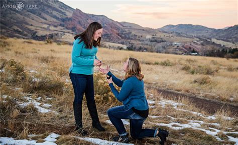 Colorado Engagement Season Wedding Proposal Lesbian Couple At Mount Falcon April Ohare