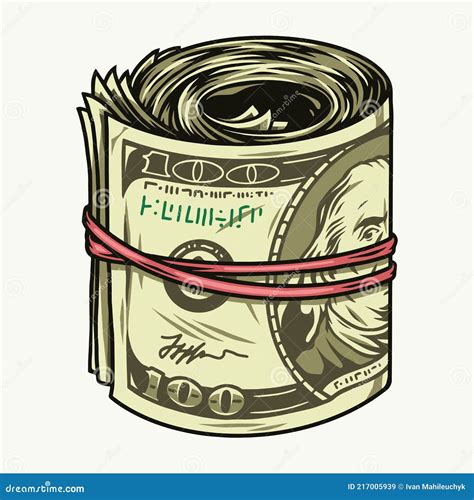 Money Roll Pile Vector Or Cash Stack Heap And Bundle With Rubber Flat