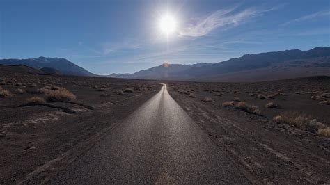 Road Mountain Steppe Light Sun Desert Landscape