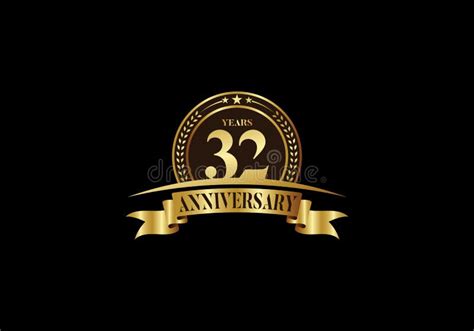 32 Th Years Anniversary Logo Template Vector Design Birthday