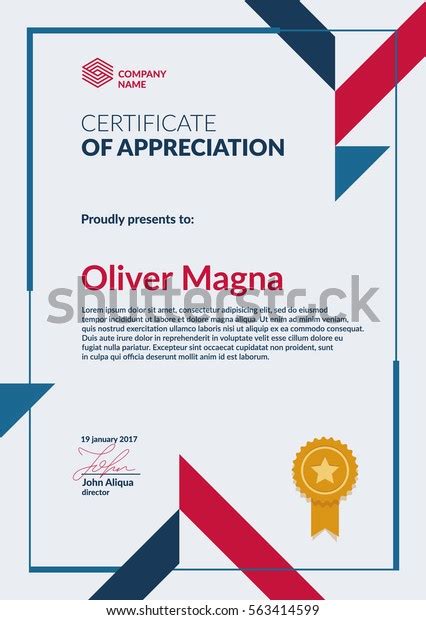 Certificate Appreciation Template Cool Geometric Design Stock Vector