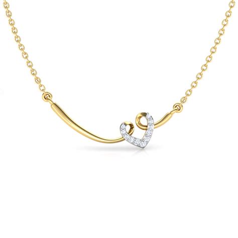 Looped Diamond Heart Bar Necklace Classy Gold Necklace Caratlane