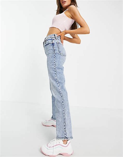 abercrombie and fitch 90s straight leg jeans in medium wash asos
