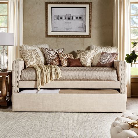 Homelegance Daybeds Traditional Beige Linen Upholstered Daybed With