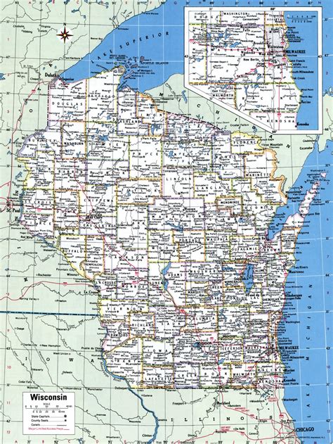 Wisconsin Map Counties Cities Gisele Ermentrude