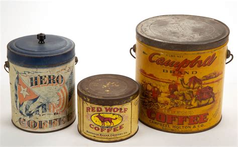 Assorted Antique Advertising Coffee Tins Lot Of Three Jeffrey S