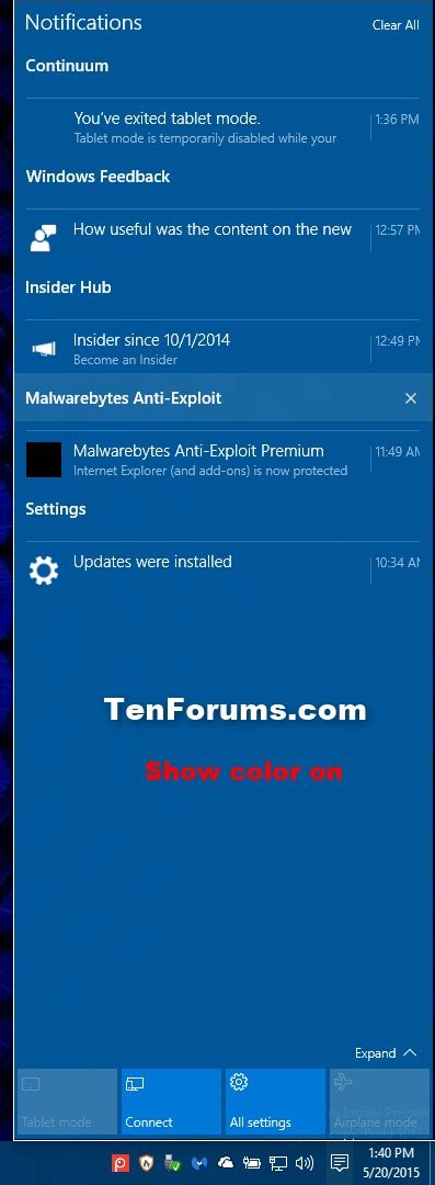 Turn On Or Off Start Taskbar And Action Center Color In Windows 10