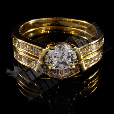 18k Gold Wedding Engagement Ring Set Nivs Bling