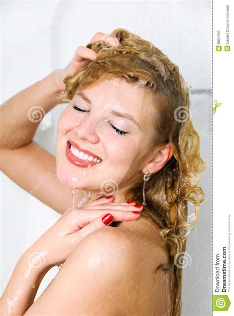 Pretty Woman Washing Her Hair Stock Photo Image Of Female Beauty