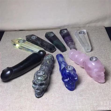 Natural Clear Quartz Crystal Penis Shape Smoking Pipe With T Bag