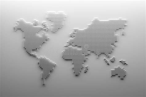White World Map Outline With Dots Stock Illustration Illustration Of