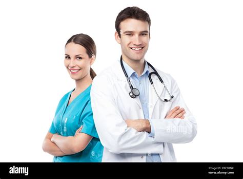 Friendly Male And Female Doctors Stock Photo Alamy