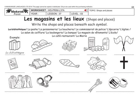 If you cannot purchase a math work sheet because you think you may not have time to, then you can create on using your home computer and customize it for your kid. FRENCH KS2 Level 3 - KS3 (Year 7): Shops and places by ...