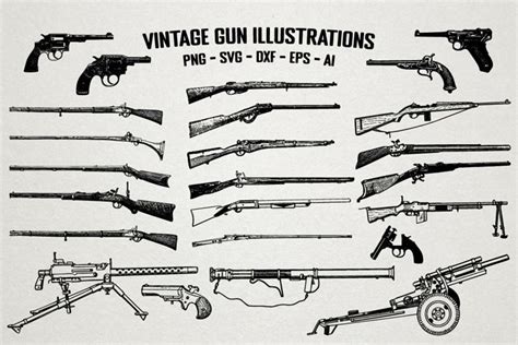 Vintage Gun Illustrations Svg Vector And Png Clipart