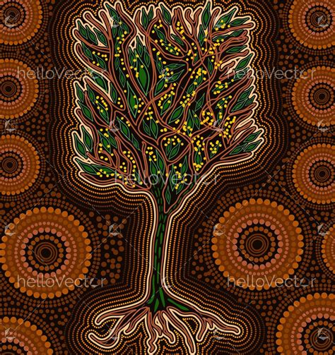 Aboriginal Vector Painting With Tree Download Graphics And Vectors
