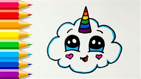 Como Dibujar Una Nube Unicornio Kawaii Paso A Paso Y Muy Facil The