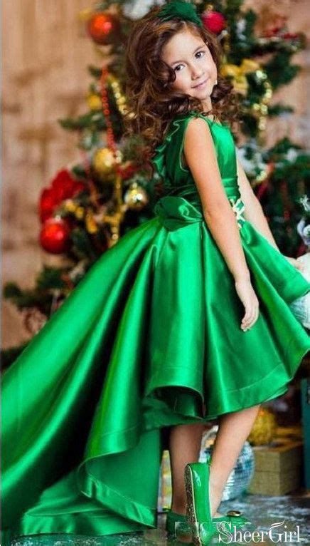 Green Ball Gown For Kids High Low Green Flower Girl Dresses Baby
