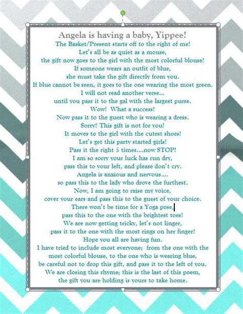Your guests will enjoy hunting their purses to find out the. Baby Shower Poem Game, baby shower, baby boy, games ...