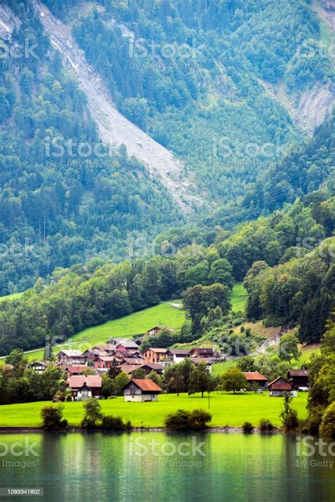 Valley Of Lake Lungern Or Lungerersee In Obwalden Switzerland Stock