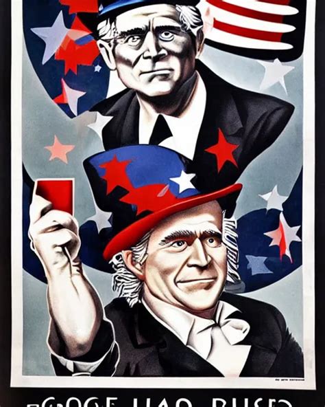 George Bush As Uncle Sam In A War Propaganda Poster Stable Diffusion