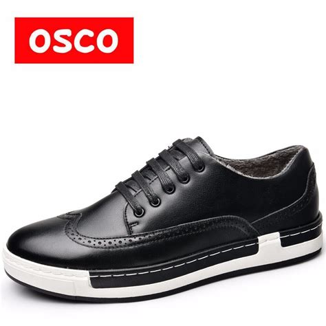Osco Autumn Winter New Genuine Leather Men Casual Shoes Brand Plush