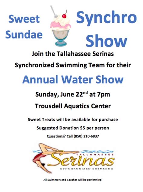 June 2014 Tallahassee Serinas Synchronized Swimming Team