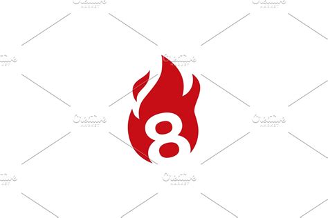 9 Nine Number Fire Flame Logo Vector Creative Illustrator Templates