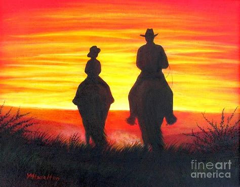 Cowboy Sunset 1 Painting By Yvonne Hazelton Fine Art America