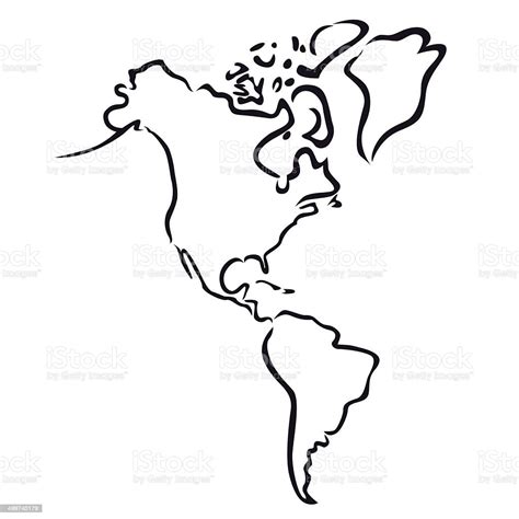 Black Abstract Outline Of North And South America Map Stock Vector Art