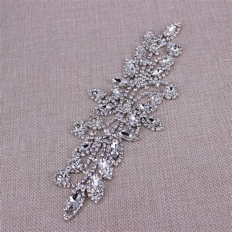 185x68cm A Piece Of Silver Rhinestones Applique Sew On Bridal Wedding