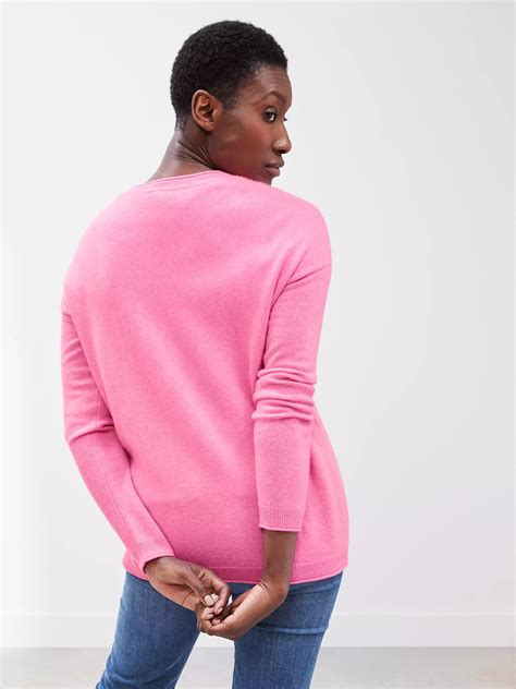 John Lewis Relaxed Cashmere Crew Neck Jumper Mid Pink 3357 At John